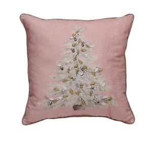 Pink Holiday Tree Decorative Pillow
